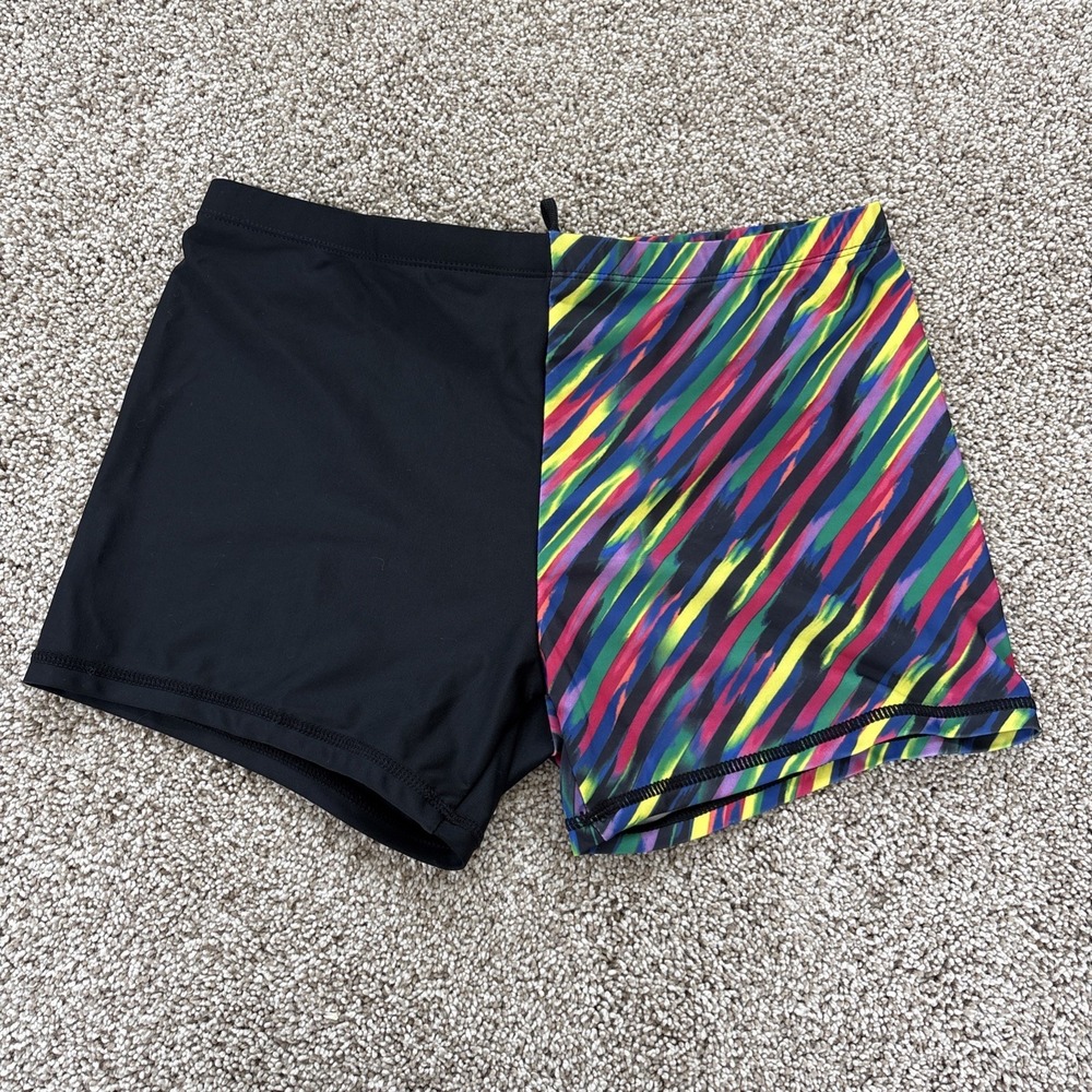 Kid 1234 Girls 13-14y Long Sleeve 2pc Swimwear Rash Guard & Shorts Black Rainbow - Picture 7 of 9